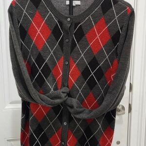 Croft & Barrow Argyle Button-Up Cardigan Sweater. Size L